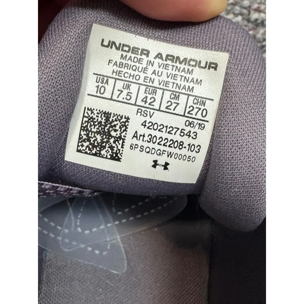 Under Armour HOVR Rise Shoes Womens 10 Mens 8.5-9 Gray Purple 3022208-103